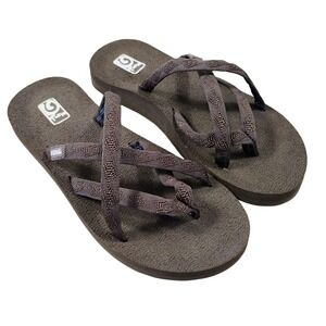 Teva Mush Brown Strappy Flip Flop Sandals Women's Size 6